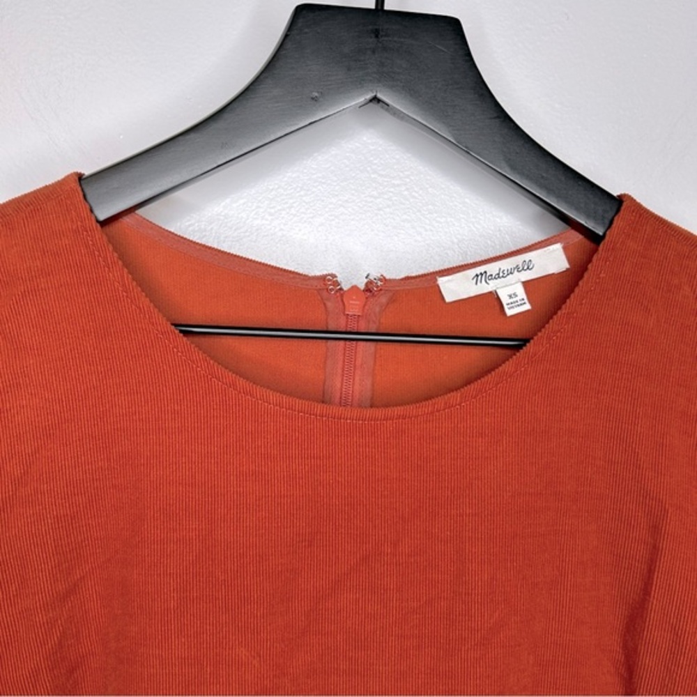 Madewell Rust Colored Corduroy Puff-Sleeve Mini Dress Size‎ XS - Picture 3 of 9